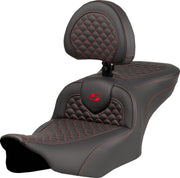 Saddlemen Dragon Scale Stitch RoadSofa™ Seat for 2023-2026 Harley-Davidson Black Red 2-Up Seat Saddlehyde™ #823-07-208B4