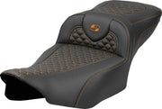 Saddlemen Dragon Scale Stitch RoadSofa™ Seat for 2023-2026 Harley-Davidson Black Orange 2-Up Seat Saddlehyde™ #823-07-20903