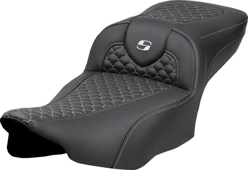 Saddlemen Dragon Scale Stitch RoadSofa™ Seat for 2023-2026 Harley-Davidson Black Silver 2-Up Seat Saddlehyde™ #823-07-20905