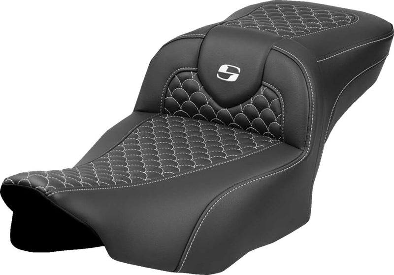 Saddlemen Dragon Scale Stitch RoadSofa™ Seat for 2023-2026 Harley-Davidson Black White 2-Up Seat Saddlehyde™ #823-07-20906