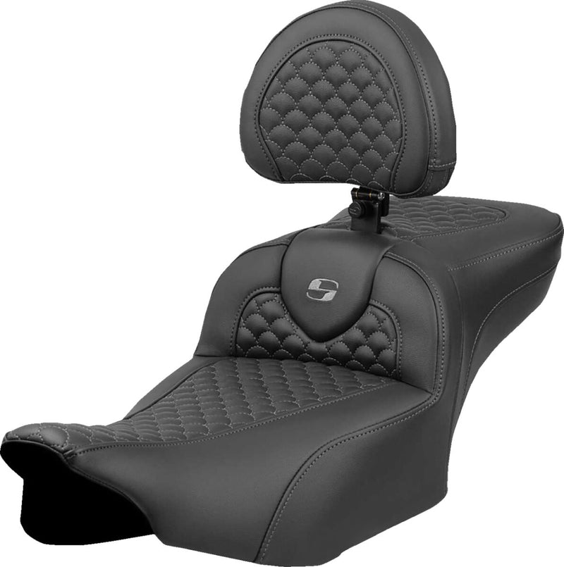 Saddlemen Dragon Scale Stitch RoadSofa™ Seat for 2023-2026 Harley-Davidson Black Grey 2-Up Seat Saddlehyde™ #823-07-209B2