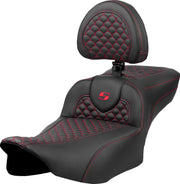 Saddlemen Dragon Scale Stitch RoadSofa™ Seat for 2023-2026 Harley-Davidson Black Red 2-Up Seat Saddlehyde™