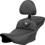 Saddlemen Dragon Scale Stitch RoadSofa™ Seat for 2023-2026 Harley-Davidson Black White 2-Up Seat Saddlehyde™ #823-07-209B6
