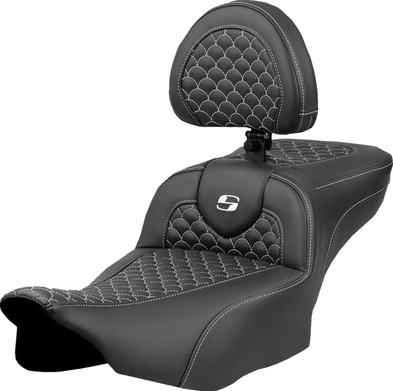 Saddlemen Dragon Scale Stitch RoadSofa™ Seat for 2023-2026 Harley-Davidson Black White 2-Up Seat Saddlehyde™ #823-07-209B6