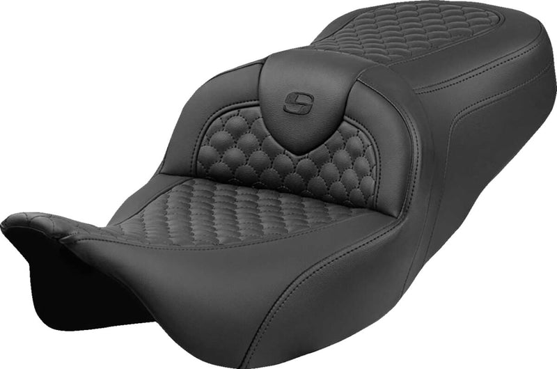 Saddlemen Dragon Scale Stitch RoadSofa™ Seat for 2008-2025 Harley-Davidson Black 2-Up Seat Saddlehyde™ #808-07B-20800
