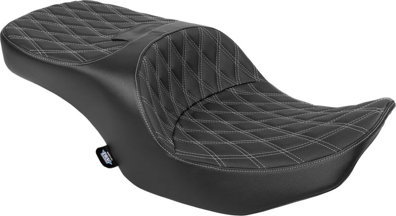 Drag Specialties Seats Freedom Touring Seat for 2023-2025 Harley-Davidson Black Silver 2-Up Seat Vinyl #4711C