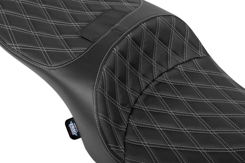 Drag Specialties Seats Freedom Touring Seat for 2023-2025 Harley-Davidson Black Silver 2-Up Seat Vinyl #4711C