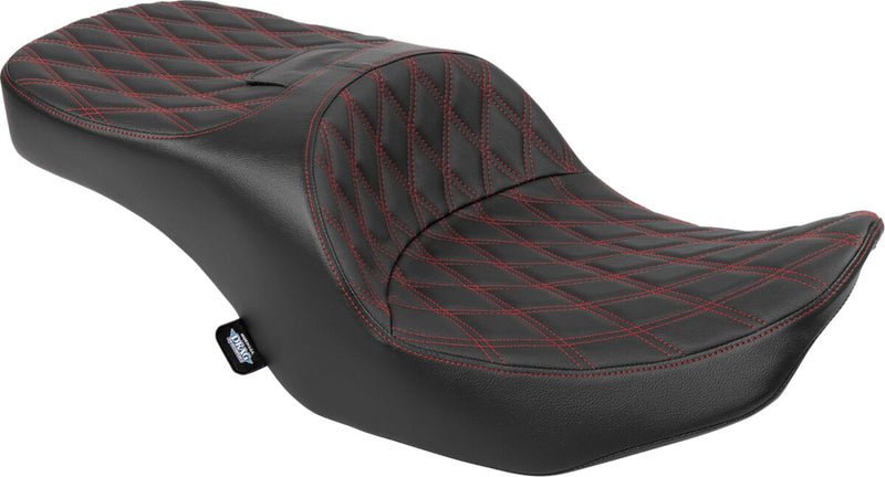 Drag Specialties Seats Freedom Touring Seat for 2023-2025 Harley-Davidson Black Red 2-Up Seat Vinyl #4711D