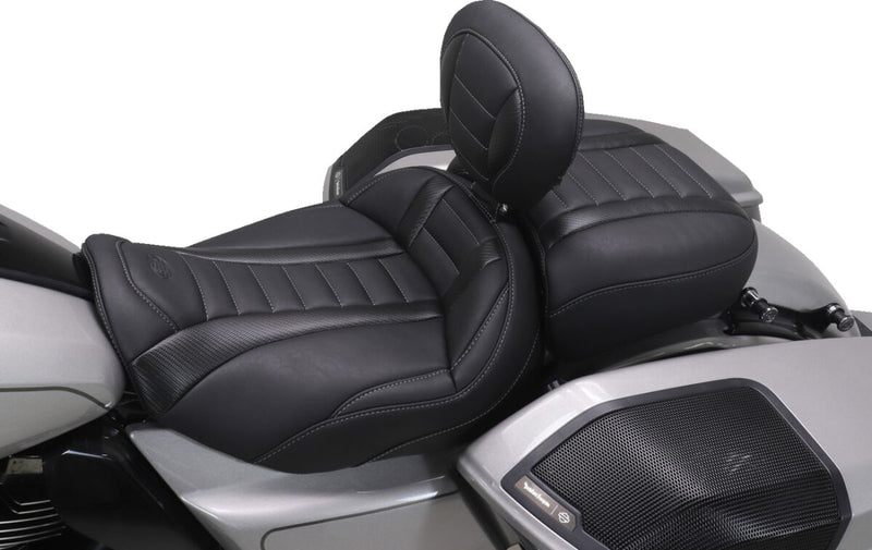 Mustang Wide Deluxe Touring Passenger Seat for 2023-2026 Harley-Davidson Black Grey #88420GM