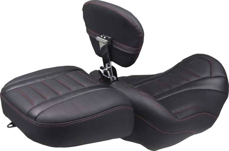 Mustang Wide Deluxe Touring Passenger Seat for 2023-2026 Harley-Davidson Black Red #88420DC
