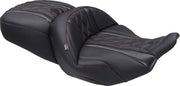 Mustang Deluxe Touring Seat for 2023-2026 Harley-Davidson Black Red 2-Up Seat One-Piece Vinyl #89411DC