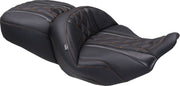 Mustang Deluxe Touring Seat for 2023-2026 Harley-Davidson Black Orange 2-Up Seat One-Piece Vinyl #89411MO