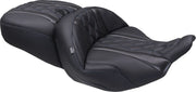 Mustang Deluxe Touring Seat for 2023-2026 Harley-Davidson Black Blue 2-Up Seat One-Piece Vinyl #89411SB
