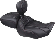 Mustang Deluxe Touring Solo Seat for 2023-2026 Harley-Davidson Black Red Vinyl #89401DC