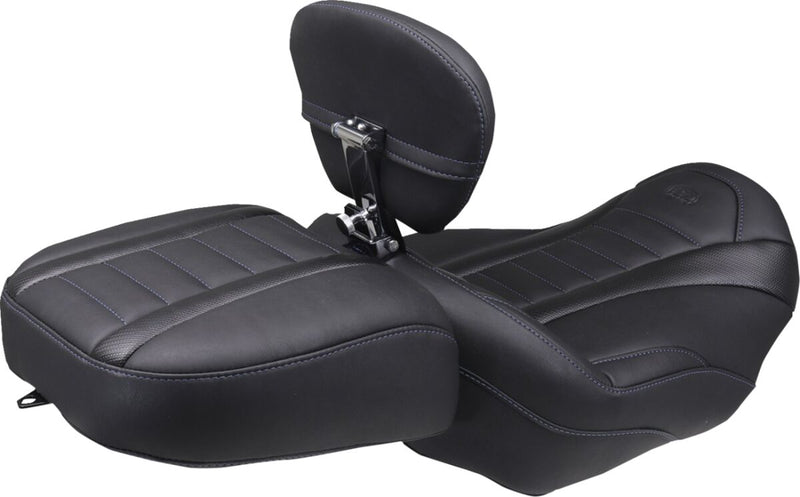 Mustang Deluxe Touring Solo Seat for 2023-2026 Harley-Davidson Black Blue Vinyl #89401SB