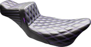 Le Pera Tailwhip Daddy Long Legs Seat for 2008-2023 Harley-Davidson Black Purple 2-Up Seat BikerTec #LK-587DLDD-P01