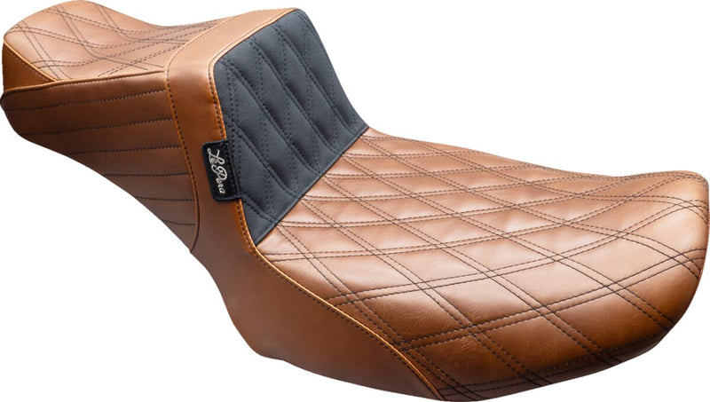 Le Pera Tailwhip Daddy Long Legs Seat for 2023-2026 Harley-Davidson Black Brown 2-Up Seat BikerTec #LV-587DLTDV01