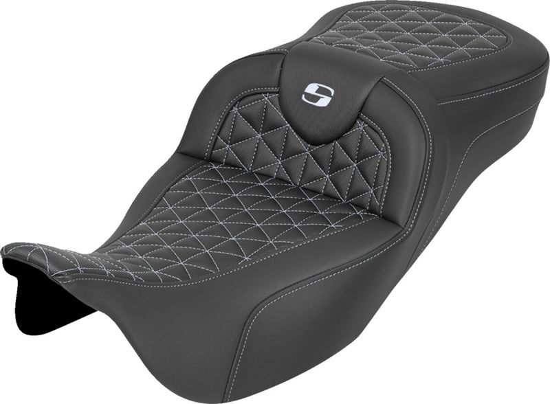 Saddlemen RoadSofa™ Tri Gripper Seat for 2008-2025 Harley-Davidson Black Silver 2-Up Seat Saddlehyde™ #808-07B-21105