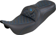 Saddlemen RoadSofa™ Tri Gripper Seat for 2008-2025 Harley-Davidson Black Blue 2-Up Seat Saddlehyde™ #808-07B-21001