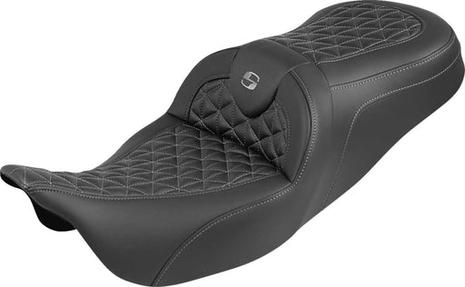 Saddlemen RoadSofa™ Tri Gripper Seat for 2008-2025 Harley-Davidson Black Grey 2-Up Seat Saddlehyde™