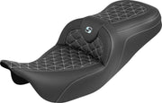 Saddlemen RoadSofa™ Tri Gripper Seat for 2008-2025 Harley-Davidson Black Silver 2-Up Seat Saddlehyde™ #808-07B-21005