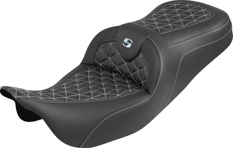 Saddlemen RoadSofa™ Tri Gripper Seat for 2008-2025 Harley-Davidson Black Silver 2-Up Seat Saddlehyde™ #808-07B-21005