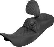 Saddlemen Extended Reach RoadSofa™ Tri Gripper Seat for 2008-2025 Harley-Davidson Black Grey 2-Up Seat Saddlehyde™ #808-07B-211B2
