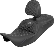 Saddlemen RoadSofa™ Tri Gripper Seat for 2008-2025 Harley-Davidson Black Silver 2-Up Seat Saddlehyde™ #808-07B-210B5