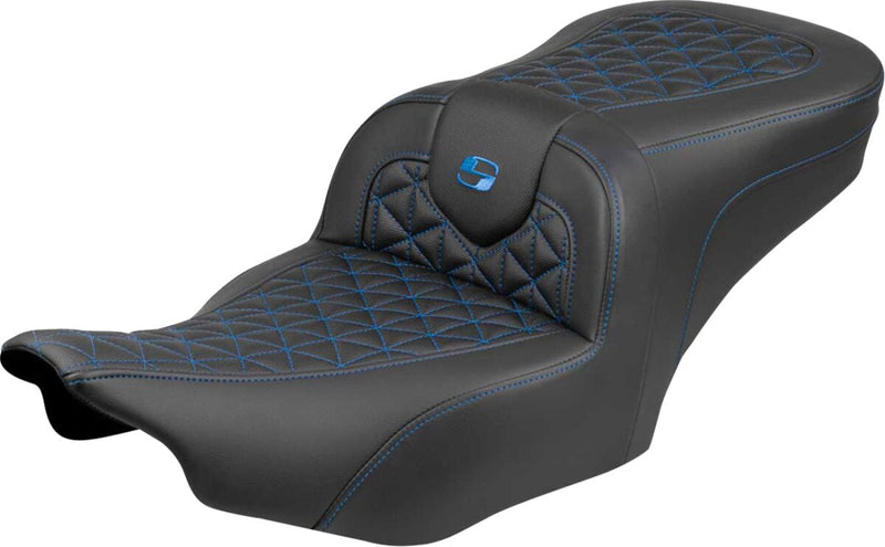 Saddlemen Roadsofa™ Standard Reach Seat for 2023-2026 Harley-Davidson Black Blue 2-Up Seat Saddlehyde™ #823-07-21001