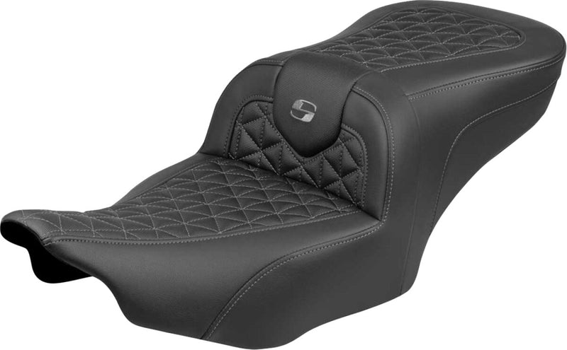 Saddlemen Roadsofa™ Standard Reach Seat for 2023-2026 Harley-Davidson Black Grey 2-Up Seat Saddlehyde™