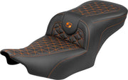 Saddlemen Roadsofa™ Standard Reach Seat for 2023-2026 Harley-Davidson Black Orange 2-Up Seat Saddlehyde™ #823-07-21003