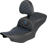 Saddlemen Roadsofa™ Standard Reach Seat for 2023-2026 Harley-Davidson Black Blue 2-Up Seat Saddlehyde™ #823-07-210B1