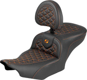 Saddlemen Roadsofa™ Standard Reach Seat for 2023-2026 Harley-Davidson Black Orange 2-Up Seat Saddlehyde™ #823-07-210B3