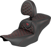 Saddlemen Roadsofa™ Standard Reach Seat for 2023-2026 Harley-Davidson Black Red 2-Up Seat Saddlehyde™ #823-07-210B4