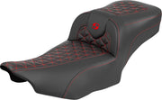 Saddlemen Roadsofa™ Extended Reach Seat for 2023-2026 Harley-Davidson Black Red 2-Up Seat Saddlehyde™ #823-07-21104