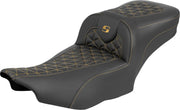 Saddlemen Roadsofa™ Extended Reach Seat for 2023-2026 Harley-Davidson Black Gold 2-Up Seat Saddlehyde™ #823-07-21107