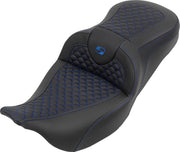Saddlemen RoadSofa™ Seat for 2008-2025 Harley-Davidson Black Blue One-Piece Saddlehyde™ #808-07B-20801