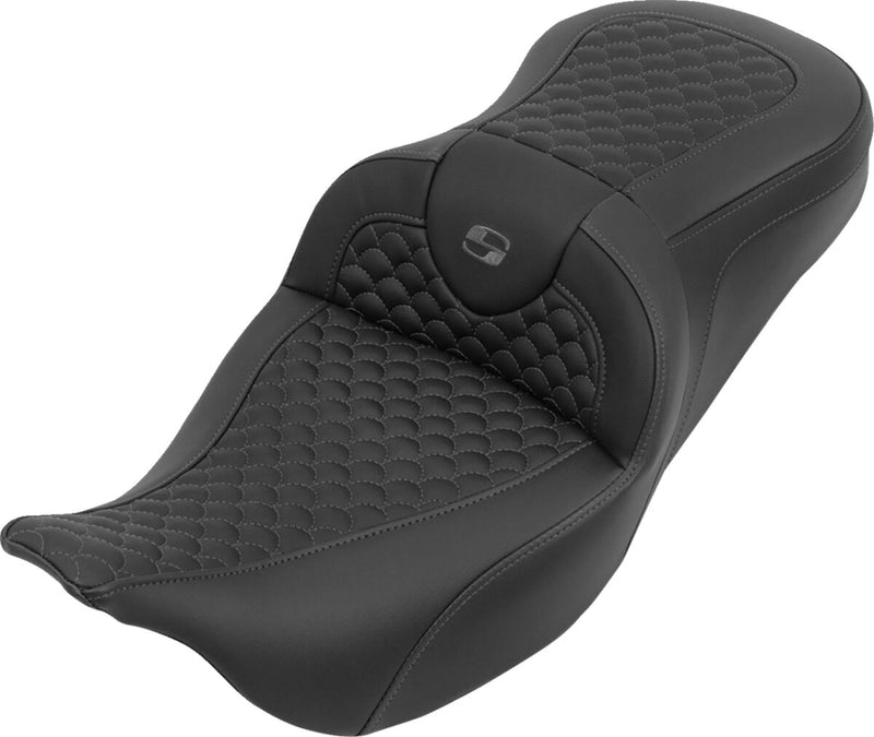 Saddlemen RoadSofa™ Seat for 2008-2025 Harley-Davidson Black Grey One-Piece Saddlehyde™ Black| Grey| Red #808-07B-20802