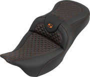Saddlemen RoadSofa™ Seat for 2008-2025 Harley-Davidson Black Orange One-Piece Saddlehyde™ #808-07B-20803