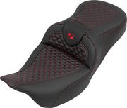 Saddlemen RoadSofa™ Seat for 2008-2025 Harley-Davidson Black Red One-Piece Saddlehyde™ #808-07B-20804