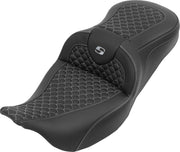 Saddlemen RoadSofa™ Seat for 2008-2025 Harley-Davidson Black Silver One-Piece Saddlehyde™ #808-07B-20805