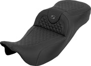 Saddlemen Extended Reach RoadSofa™ Seat for 2008-2025 Harley-Davidson Black Grey 2-Up Seat Saddlehyde™