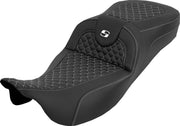 Saddlemen Extended Reach RoadSofa™ Seat for 2008-2025 Harley-Davidson Black White 2-Up Seat Saddlehyde™ #808-07B-20906