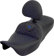 Saddlemen Dragon Scale Stitch RoadSofa™ Seat for 2008-2025 Harley-Davidson Black Blue 2-Up Seat Saddlehyde™ #808-07B-208B1