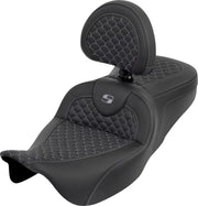 Saddlemen Dragon Scale Stitch RoadSofa™ Seat for 2008-2025 Harley-Davidson Black Grey 2-Up Seat Saddlehyde™ #808-07B-208B2
