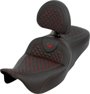Saddlemen Dragon Scale Stitch RoadSofa™ Seat for 2008-2025 Harley-Davidson Black Red 2-Up Seat Saddlehyde™ #808-07B-208B4