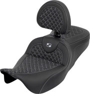 Saddlemen Dragon Scale Stitch RoadSofa™ Seat for 2008-2025 Harley-Davidson Black Silver 2-Up Seat Saddlehyde™ #808-07B-208B5