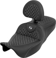 Saddlemen Dragon Scale Stitch RoadSofa™ Seat for 2008-2025 Harley-Davidson Black White 2-Up Seat Saddlehyde™ #808-07B-208B6