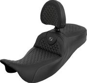 Saddlemen Dragon Scale Stitch RoadSofa™ Seat for 2008-2025 Harley-Davidson Black Grey 2-Up Seat Saddlehyde™ #808-07B-209B2