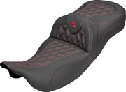 Saddlemen Roadsofa™ Carbon Fibre Seat for 2008-2025 Harley-Davidson Black Red 2-Up Seat Saddlehyde™ #808-07B-20704